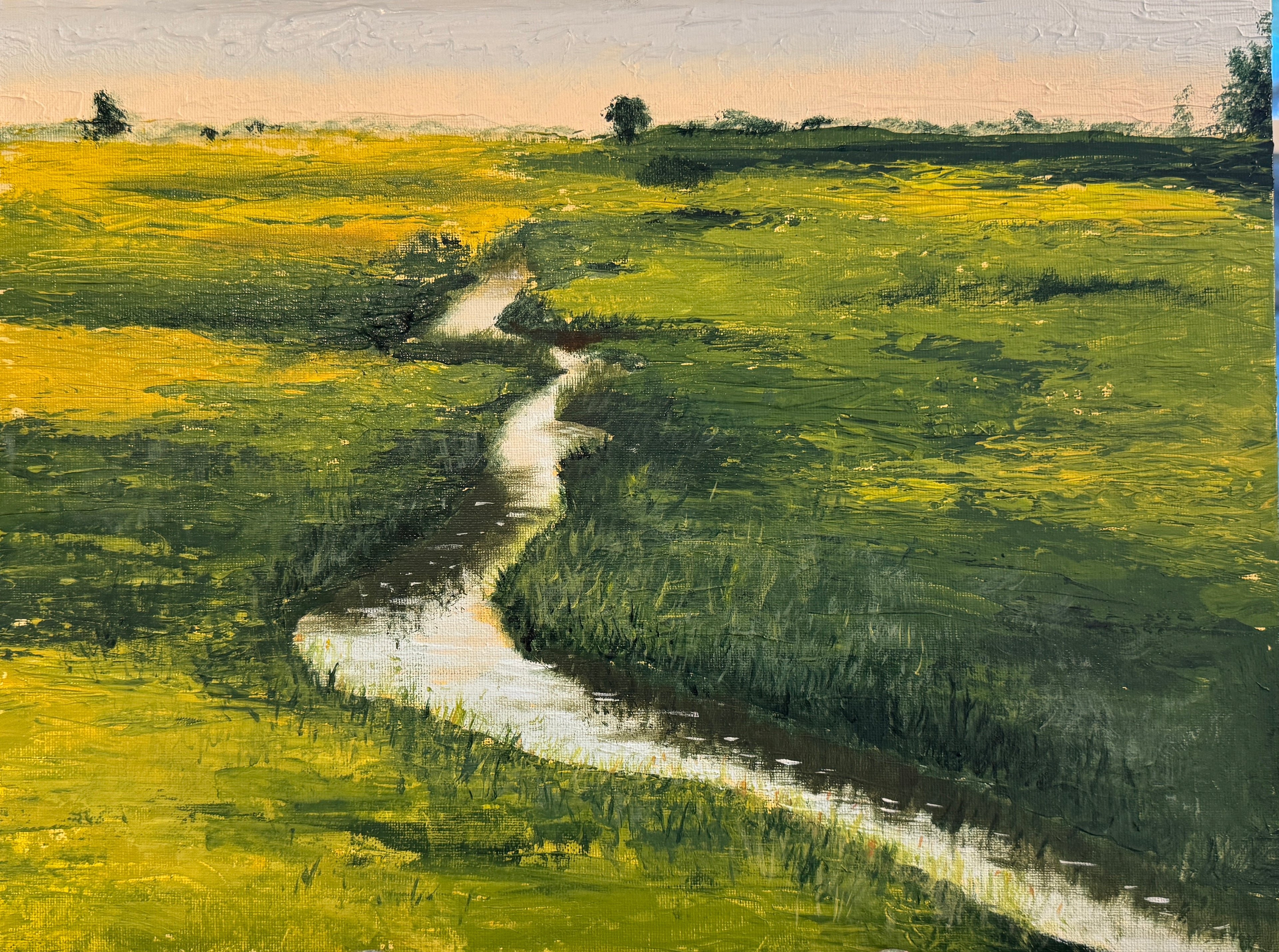 Meadow Stream - Original, Signed Acrylic Painting